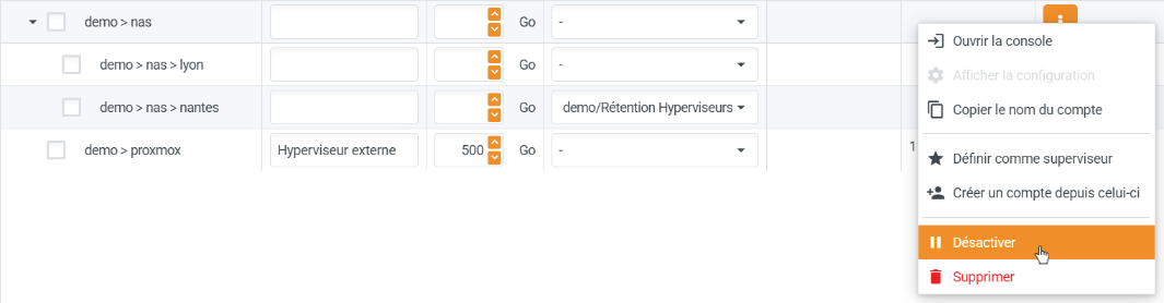 Disable/Delete Single Account